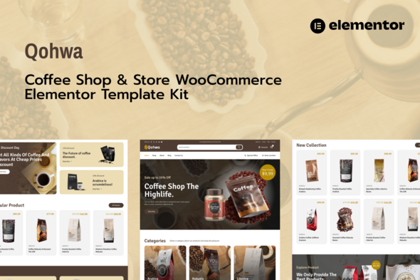 Qohwa - Coffee Shop & Store Ecommerce Elementor Pro Template Kit